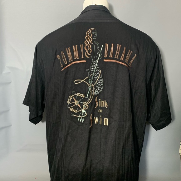 Tommy Bahama Silk Camp Shirt Mermaid Sink or Swim - Picture 2 of 5